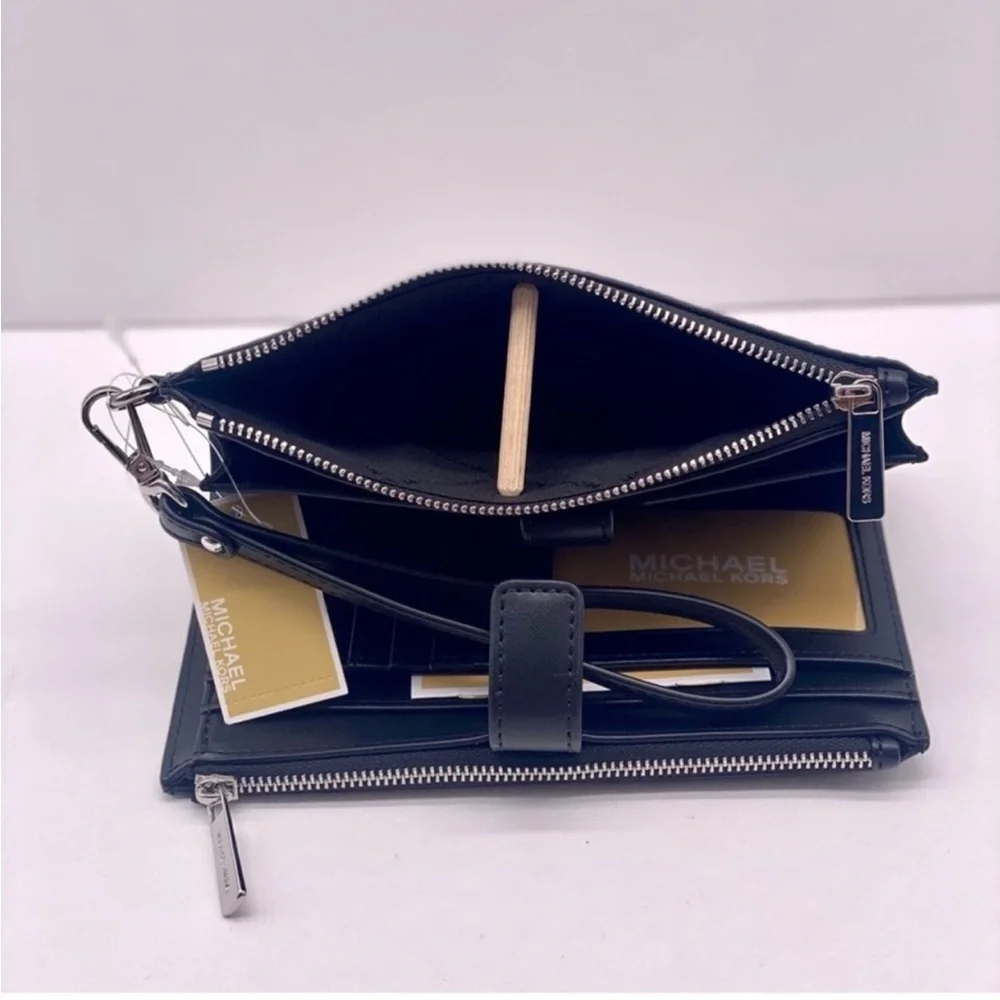 Michael Kors Jet Set Large Ombré Signature Logo Wristlet Wallet Phone BLACK NWT